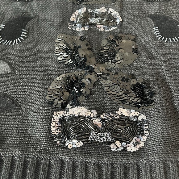 Vintage‎ Bonnie Bill Black Beaded Sweater Sz L Sequins Beads Whimsygoth Glam - Picture 5 of 9
